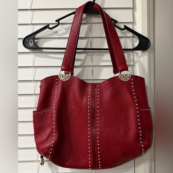 Brighton Andie Pretty Tough Red Leather Studded Shoulder Bag! ❤️ Classy Classy!